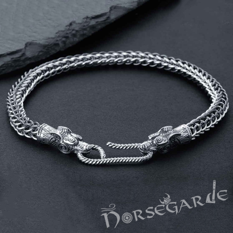 Handcrafted Heavy Weave Wolf Bracelet - Sterling Silver