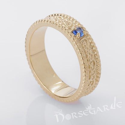 Handcrafted Endless Knot Band - Gold with Sapphire