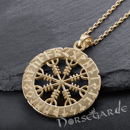 Handcrafted Runic Helm of Awe Amulet - Gold