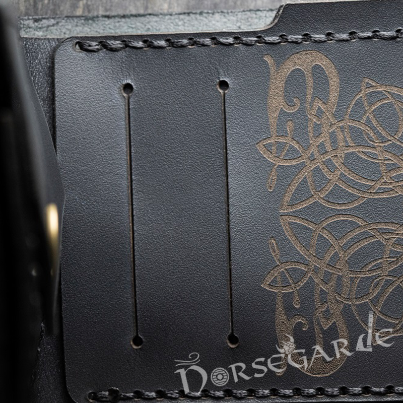 Handcrafted Foldable Leather Wallet 'Fehu' - Black