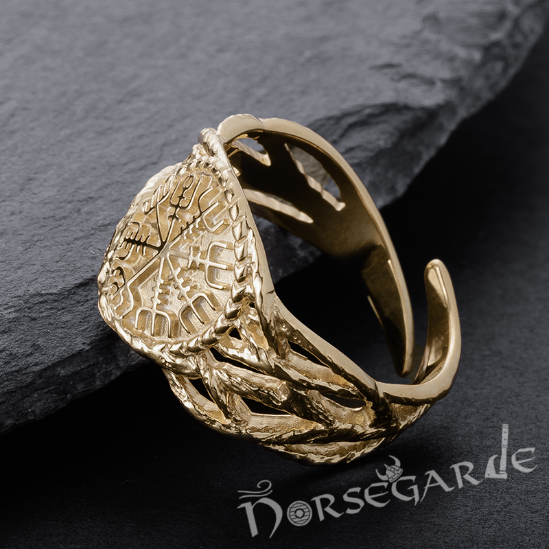 Handcrafted Brambles Vegvisir Band - Gold