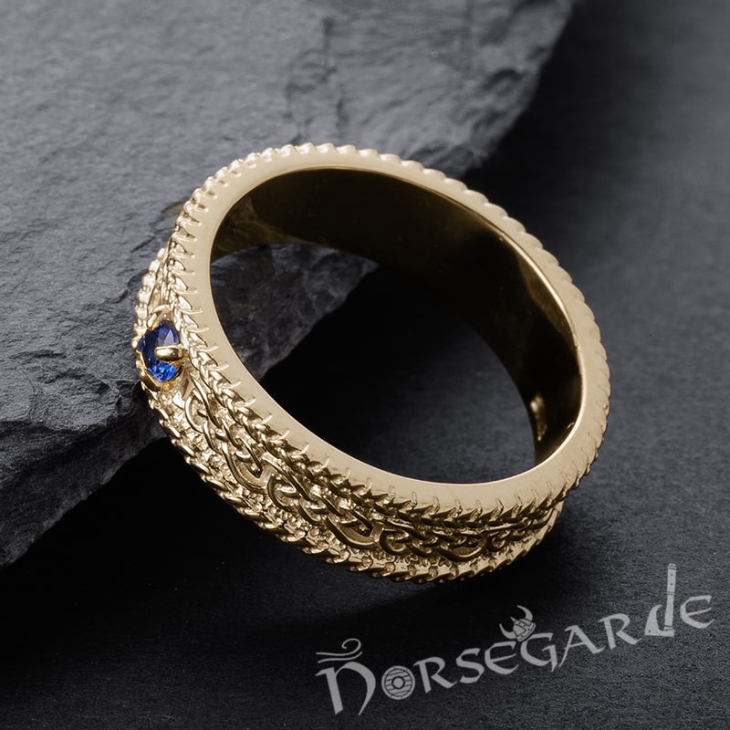 Handcrafted Endless Knot Band - Gold with Sapphire