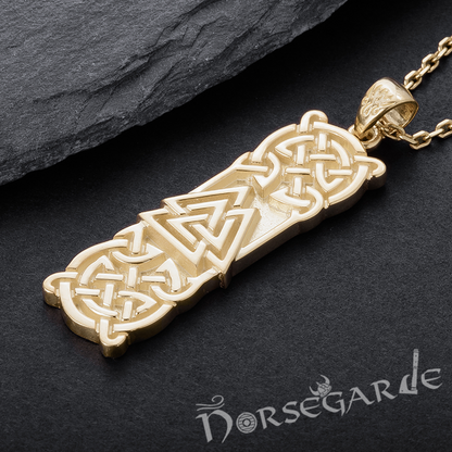 Handcrafted Celtic Pattern & Valknut Pendant - Gold