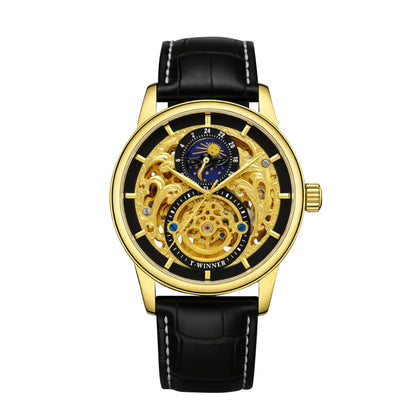 Blake | Mechanical Skeleton Watch with Moon Phase Display | 44mm