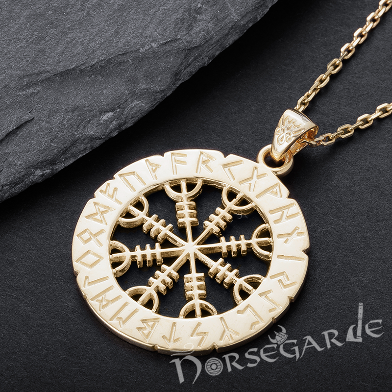 Handcrafted Runic Helm of Awe Amulet - Gold