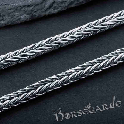 Handcrafted Wheat Chain with Wolves - Sterling Silver