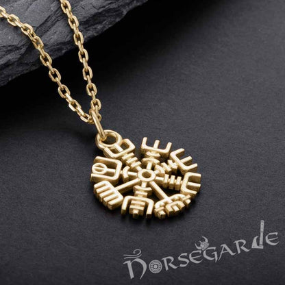Handcrafted Miniature Vegvisir Pendant - Gold