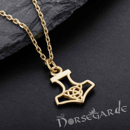 Handcrafted Miniature Thor's Hammer Pendant - Gold