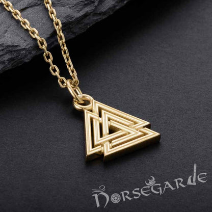 Handcrafted Miniature Valknut Pendant - Gold