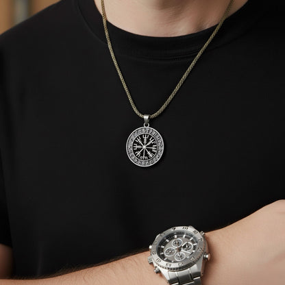 Vegvisir | Men's Viking Compass Runic Amulet Necklace
