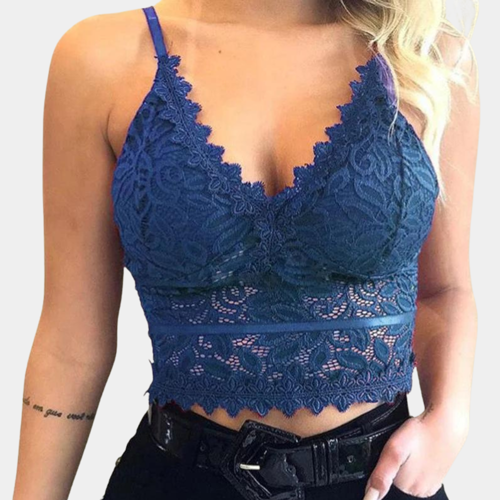 Elegante top de encaje floral para mujer