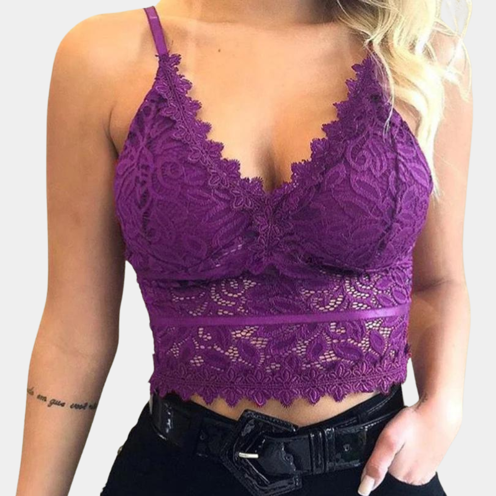 Elegante top de encaje floral para mujer