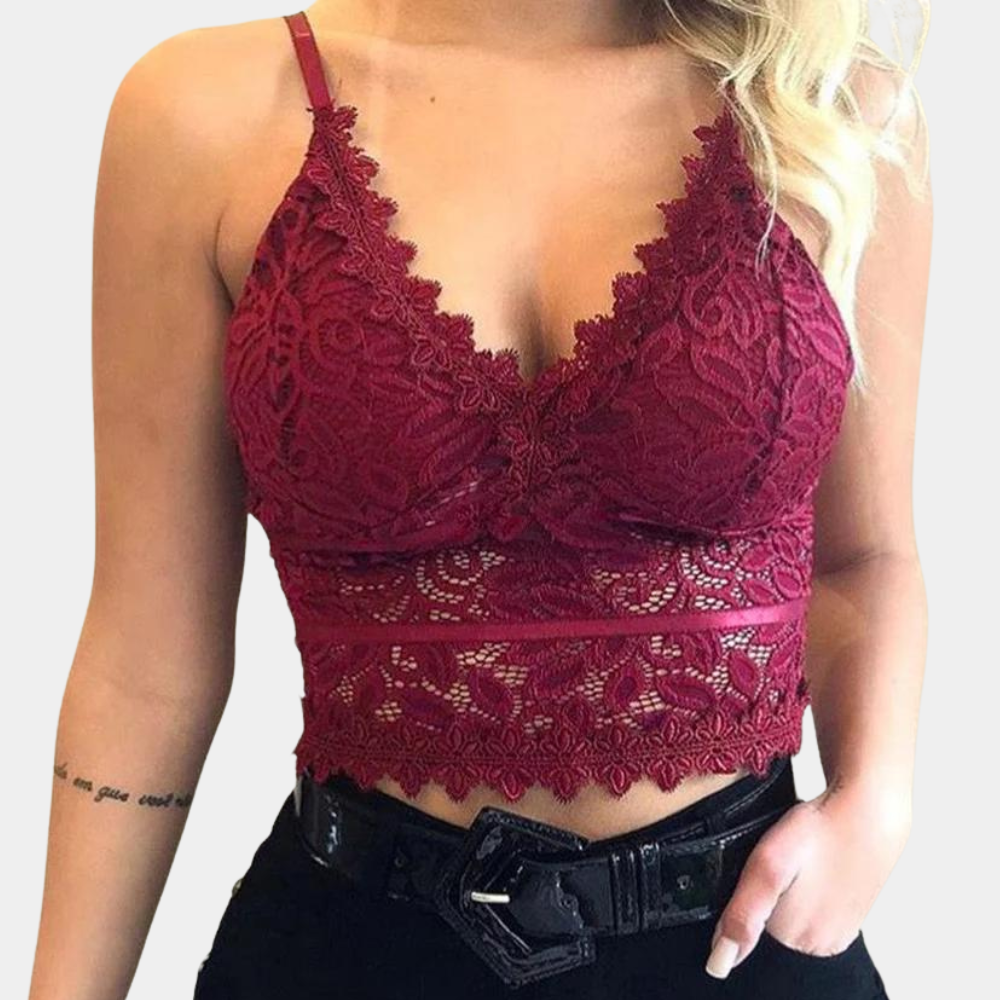 Elegante top de encaje floral para mujer