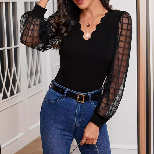 Ronja - Top de moda para mujer con borde ondulado