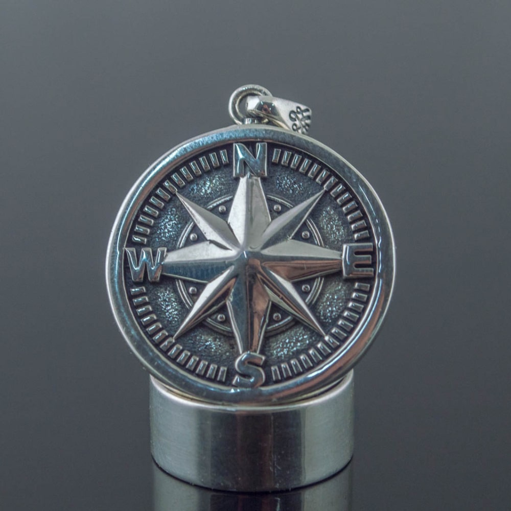 Handcrafted Compass Rose Medallion - Sterling Silver