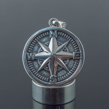 Handcrafted Compass Rose Medallion - Sterling Silver