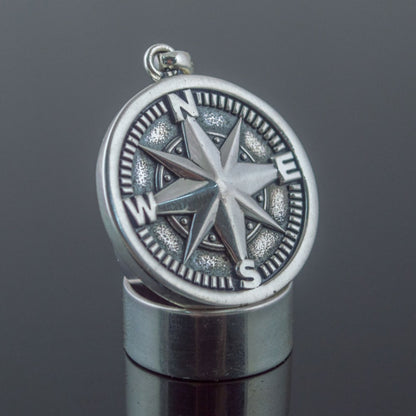 Handcrafted Compass Rose Medallion - Sterling Silver
