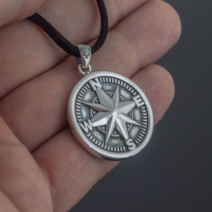 Handcrafted Compass Rose Medallion - Sterling Silver