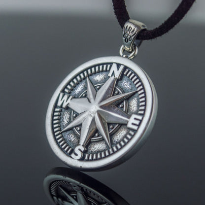 Handcrafted Compass Rose Medallion - Sterling Silver