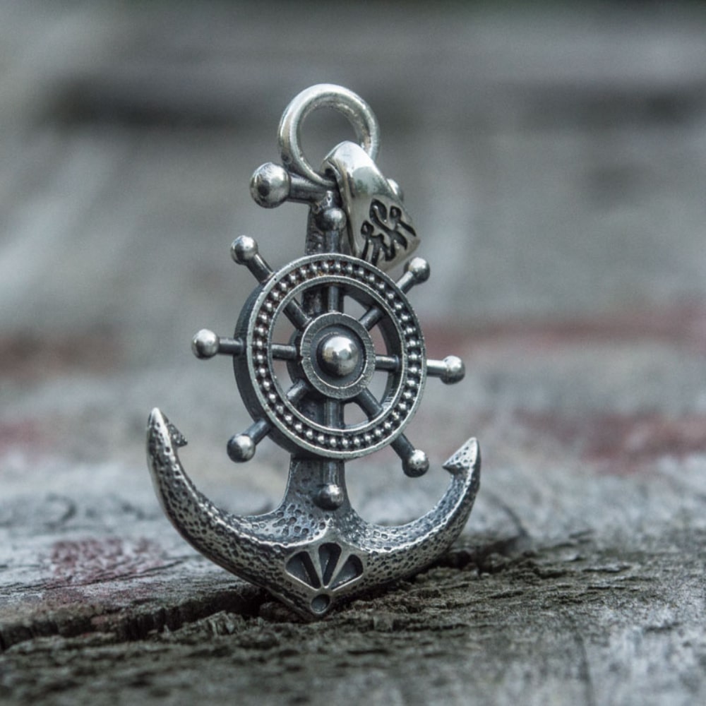 Handcrafted Anchor & Helm Pendant - Sterling Silver