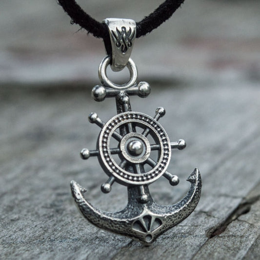 Handcrafted Anchor & Helm Pendant - Sterling Silver