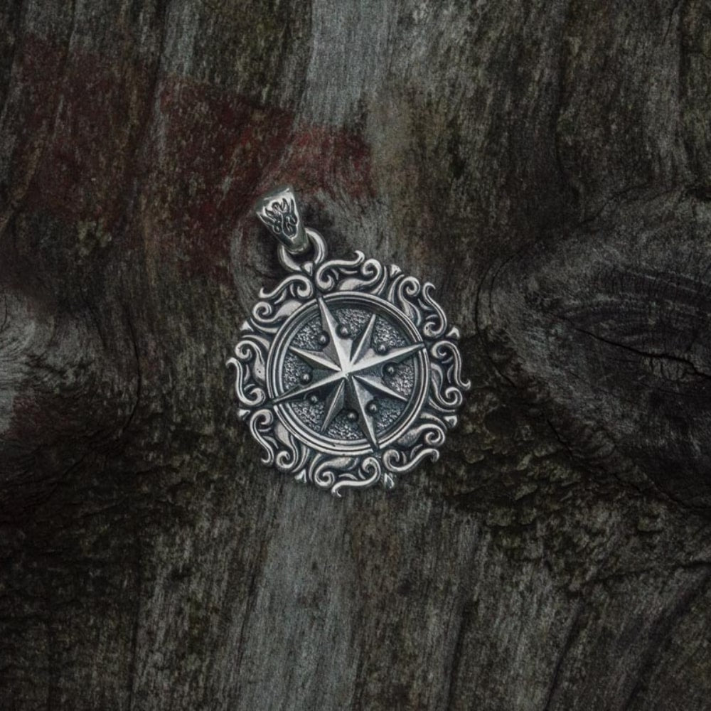 Handcrafted Seafarer's Compass Pendant - Sterling Silver