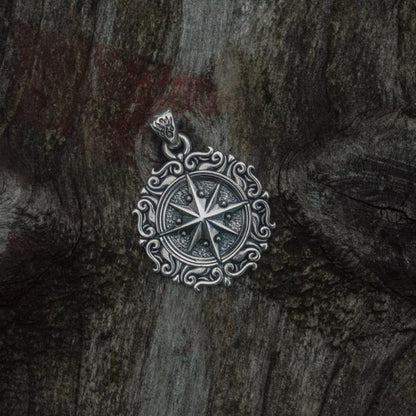 Handcrafted Seafarer's Compass Pendant - Sterling Silver