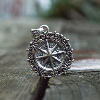 Handcrafted Seafarer's Compass Pendant - Sterling Silver