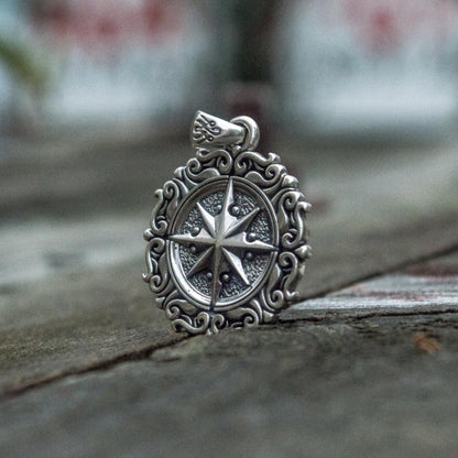 Handcrafted Seafarer's Compass Pendant - Sterling Silver