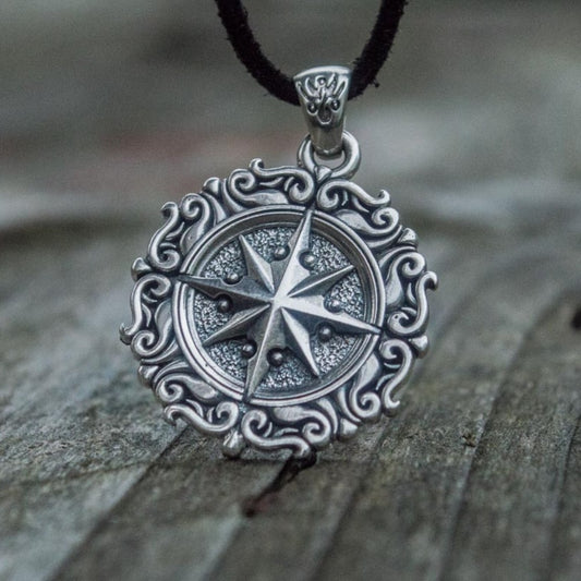 Handcrafted Seafarer's Compass Pendant - Sterling Silver