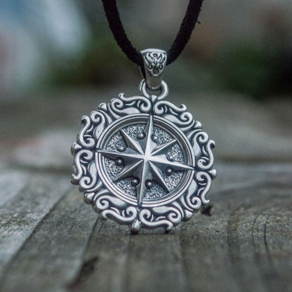Handcrafted Seafarer's Compass Pendant - Sterling Silver