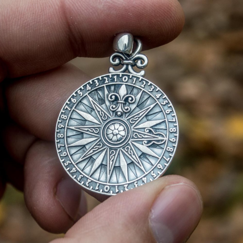 Handcrafted Navigator's Compass Medallion - Sterling Silver