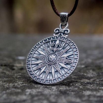 Handcrafted Navigator's Compass Medallion - Sterling Silver