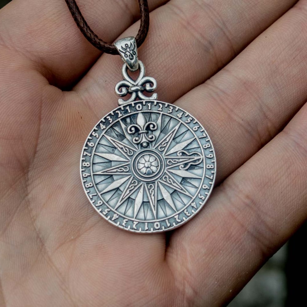 Handcrafted Navigator's Compass Medallion - Sterling Silver