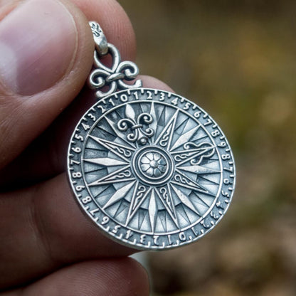 Handcrafted Navigator's Compass Medallion - Sterling Silver
