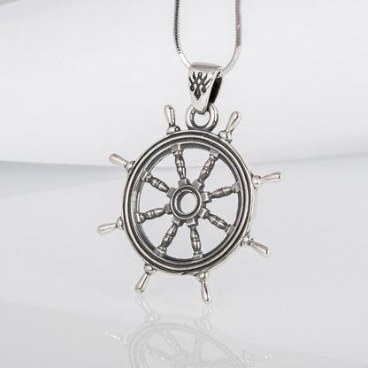 Handcrafted Ship's Wheel Pendant - Sterling Silver