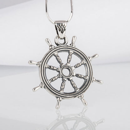 Handcrafted Ship's Wheel Pendant - Sterling Silver