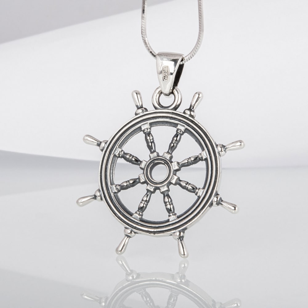 Handcrafted Ship's Wheel Pendant - Sterling Silver