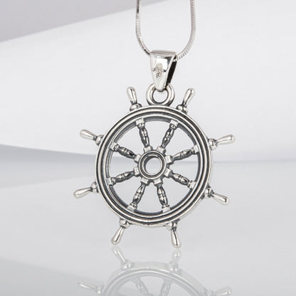 Handcrafted Ship's Wheel Pendant - Sterling Silver