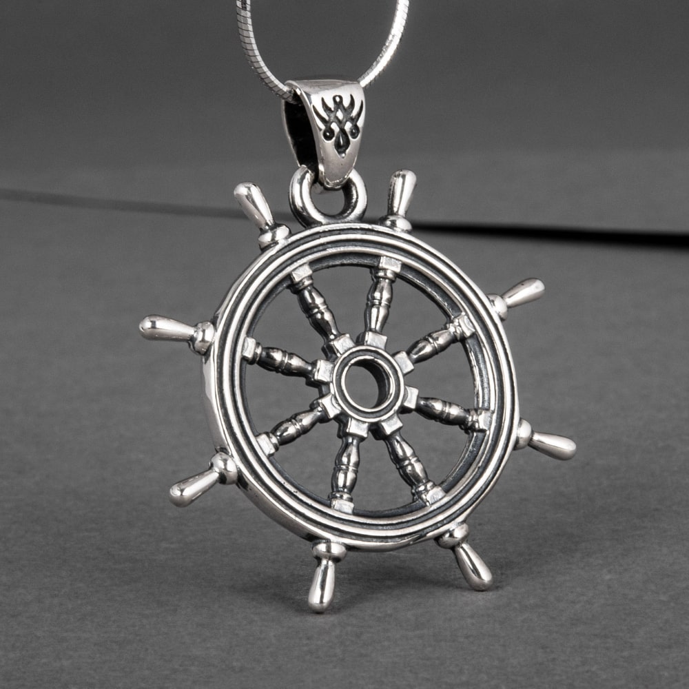 Handcrafted Ship's Wheel Pendant - Sterling Silver