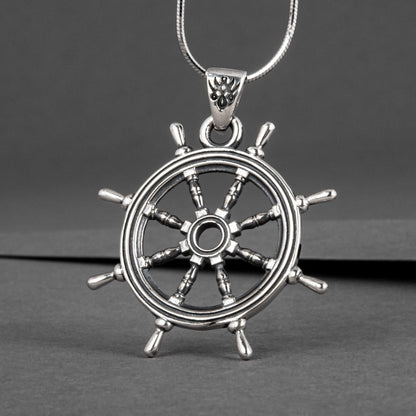 Handcrafted Ship's Wheel Pendant - Sterling Silver