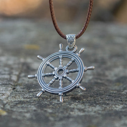Handcrafted Ship's Wheel Pendant - Sterling Silver