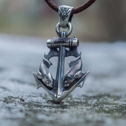 Handcrafted Anchor & Fish Pendant - Sterling Silver