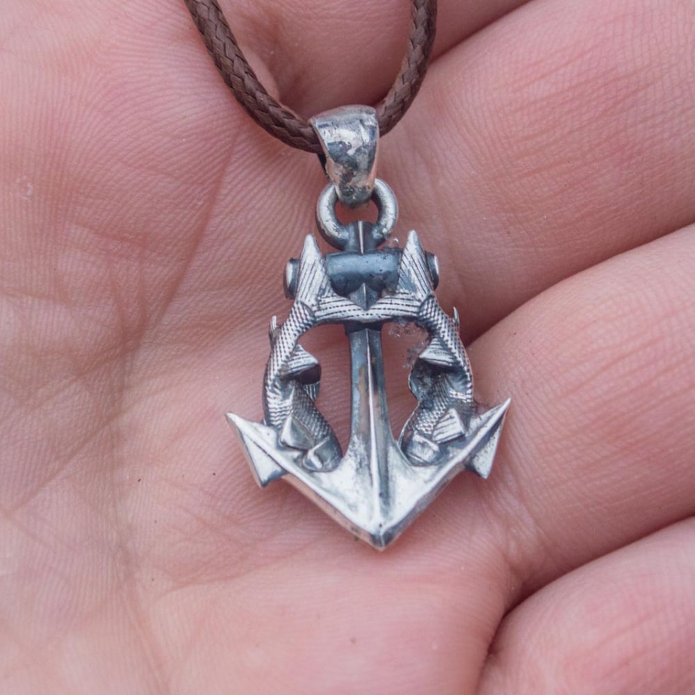 Handcrafted Anchor & Fish Pendant - Sterling Silver
