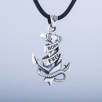 Handcrafted 'Born Free' Anchor Pendant - Sterling Silver
