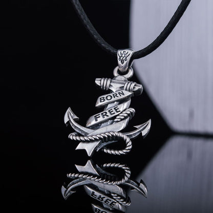 Handcrafted 'Born Free' Anchor Pendant - Sterling Silver