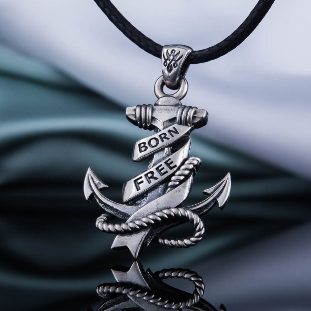 Handcrafted 'Born Free' Anchor Pendant - Sterling Silver
