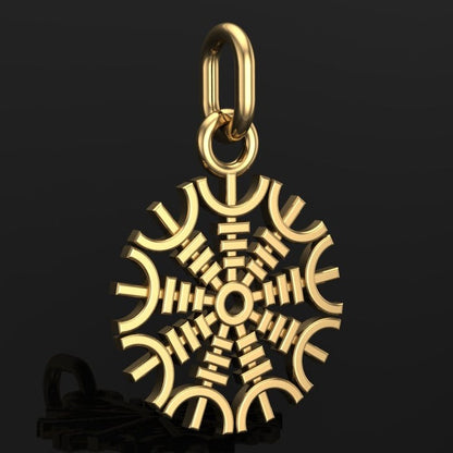 Handcrafted Miniature Helm of Awe Pendant - Gold