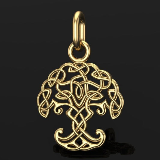 Handcrafted Miniature Yggdrasil Pendant - Gold