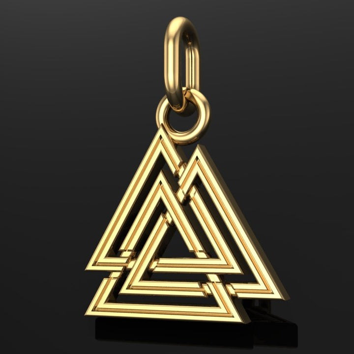 Handcrafted Miniature Valknut Pendant - Gold
